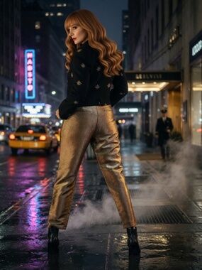 Ramy Brook Lucinda Gold Lamé Metallic Pants